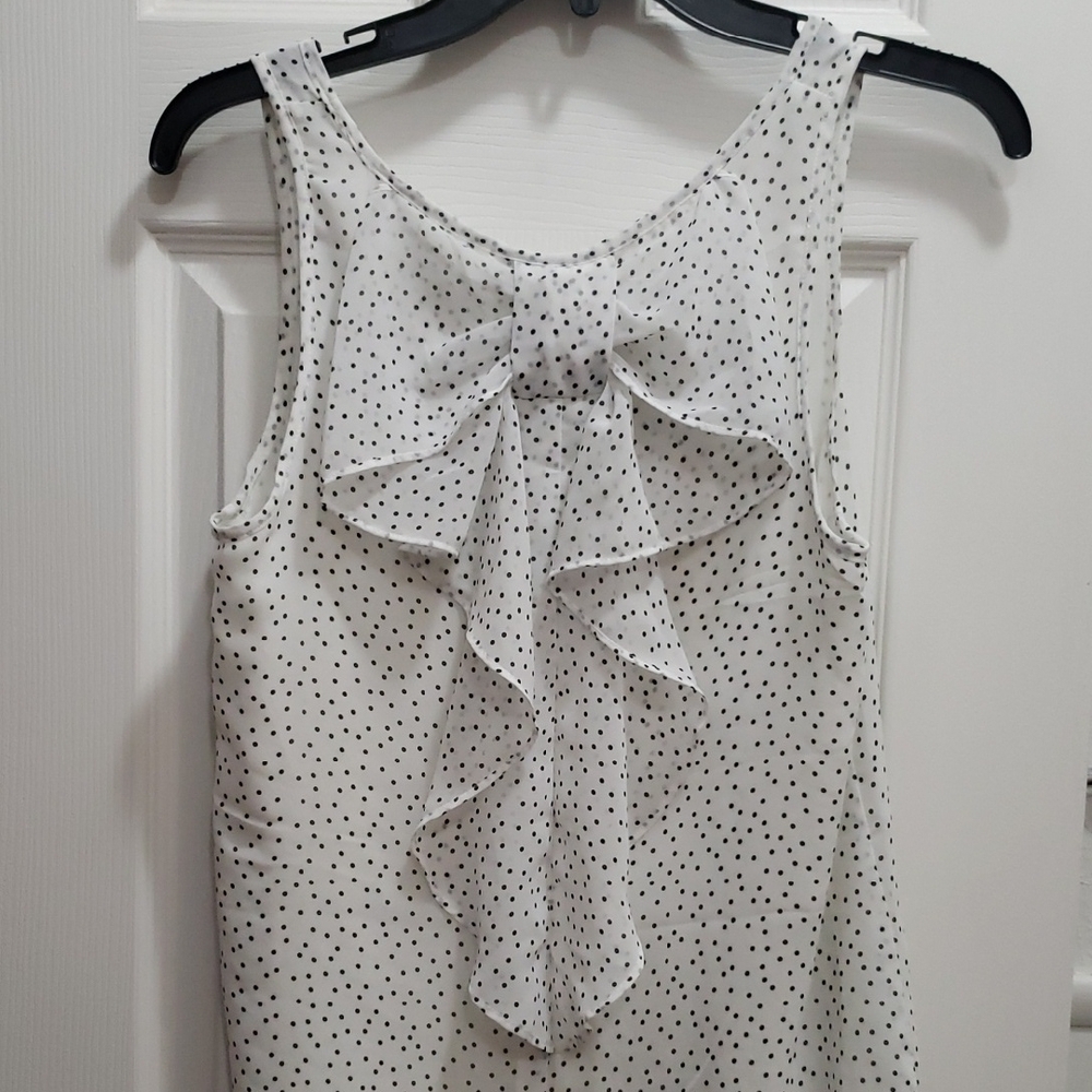 LC Lauren Conrad Black and White Ruffle Blouse - Picture 1 of 3